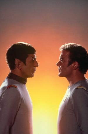 Leonard Nimoy (Mr. Spock) and William Shatner (Kirk) had a long friendship that survived the original series.  Nimoy died in 2015.