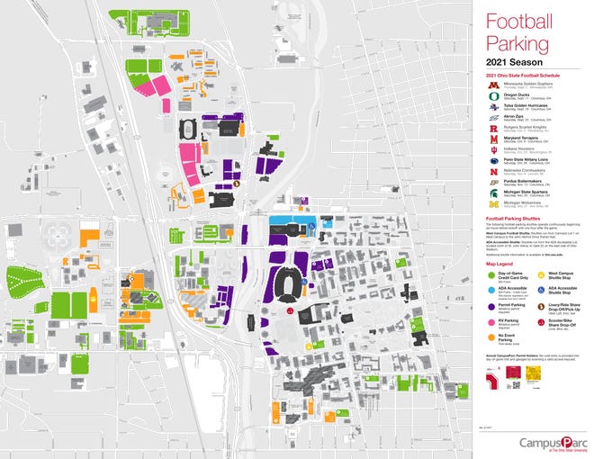 Parking for Ohio State football Map for the Penn State game