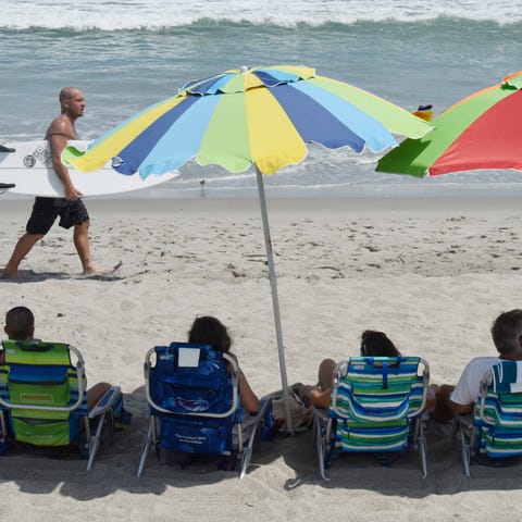 Surfers and beachgoers were out on Wednesday after
