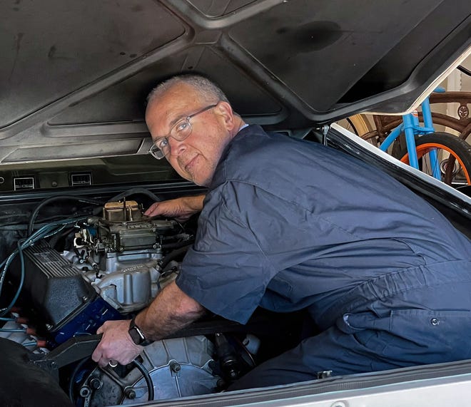 Doug Field, named Ford chief advanced technology and embedded systems officer on September 7, 2021, is seen here working on the Ford 351 Cleveland engine in his De Tomaso Pantera.