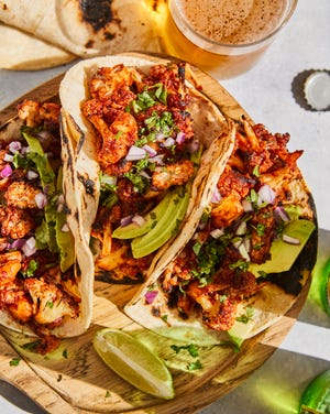 Cauliflower Ting Tacos offer a vegetarian dish with plenty of spice.