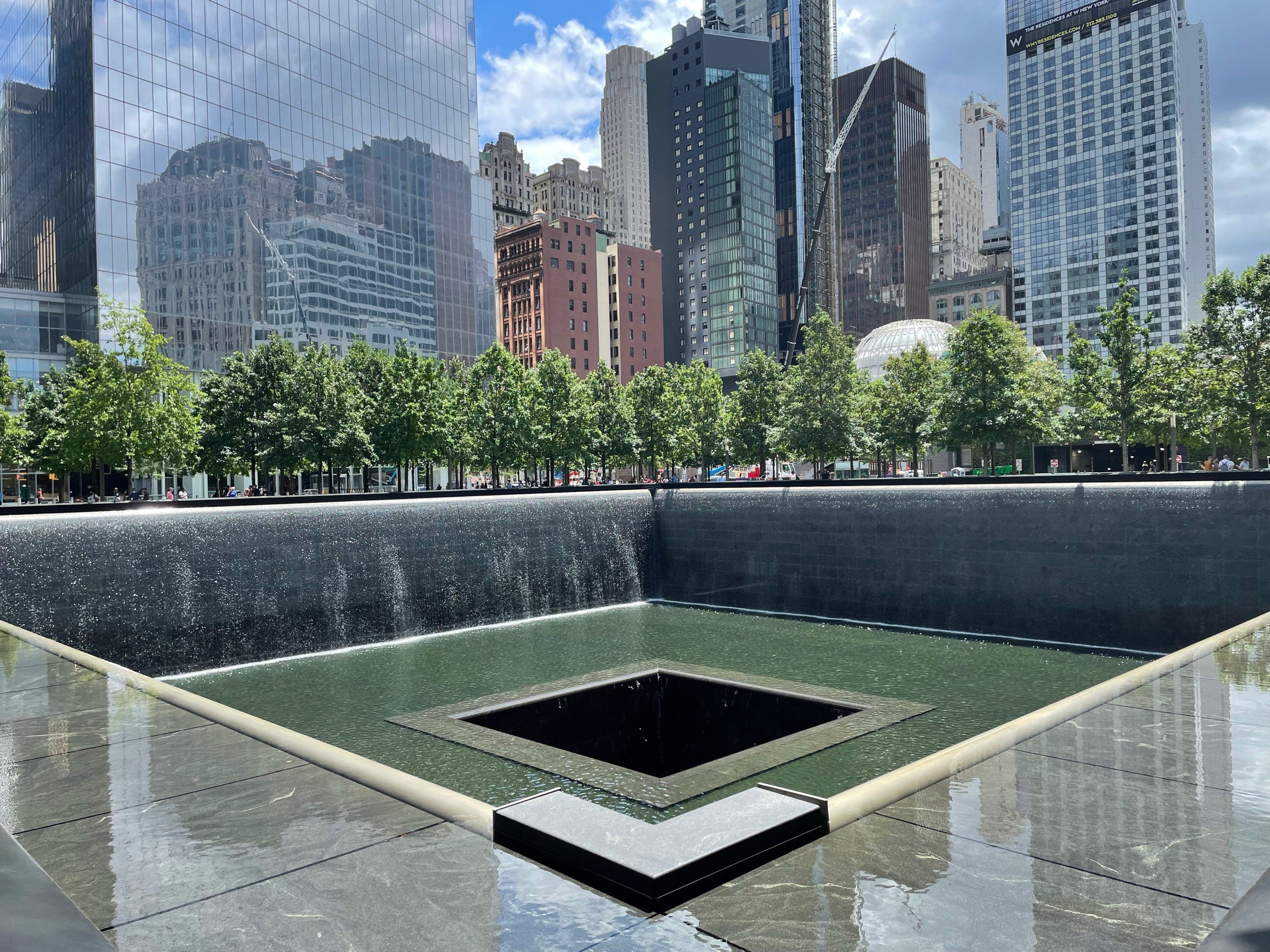 A memorial in the place where the World Trade Center twin towers once stood.