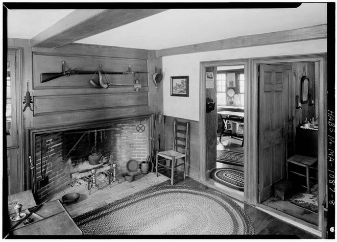 The amazing fireplace in the first-floor right room of the Atwood-Higgins House on Bound Brook Island in Wellfleet.