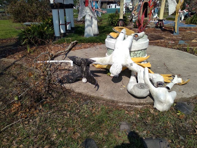 Hurricane Ida damaged several displays at the Chauvin Sculpture Garden.