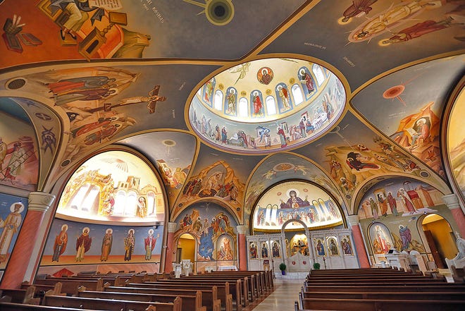 The inside of St. Catherine Greek Orthodox Church in Braintree.