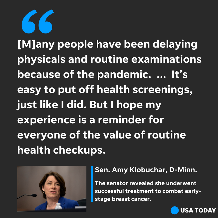 Sen. Amy Klobuchar revealed she was diagnosed with breast cancer in 2021