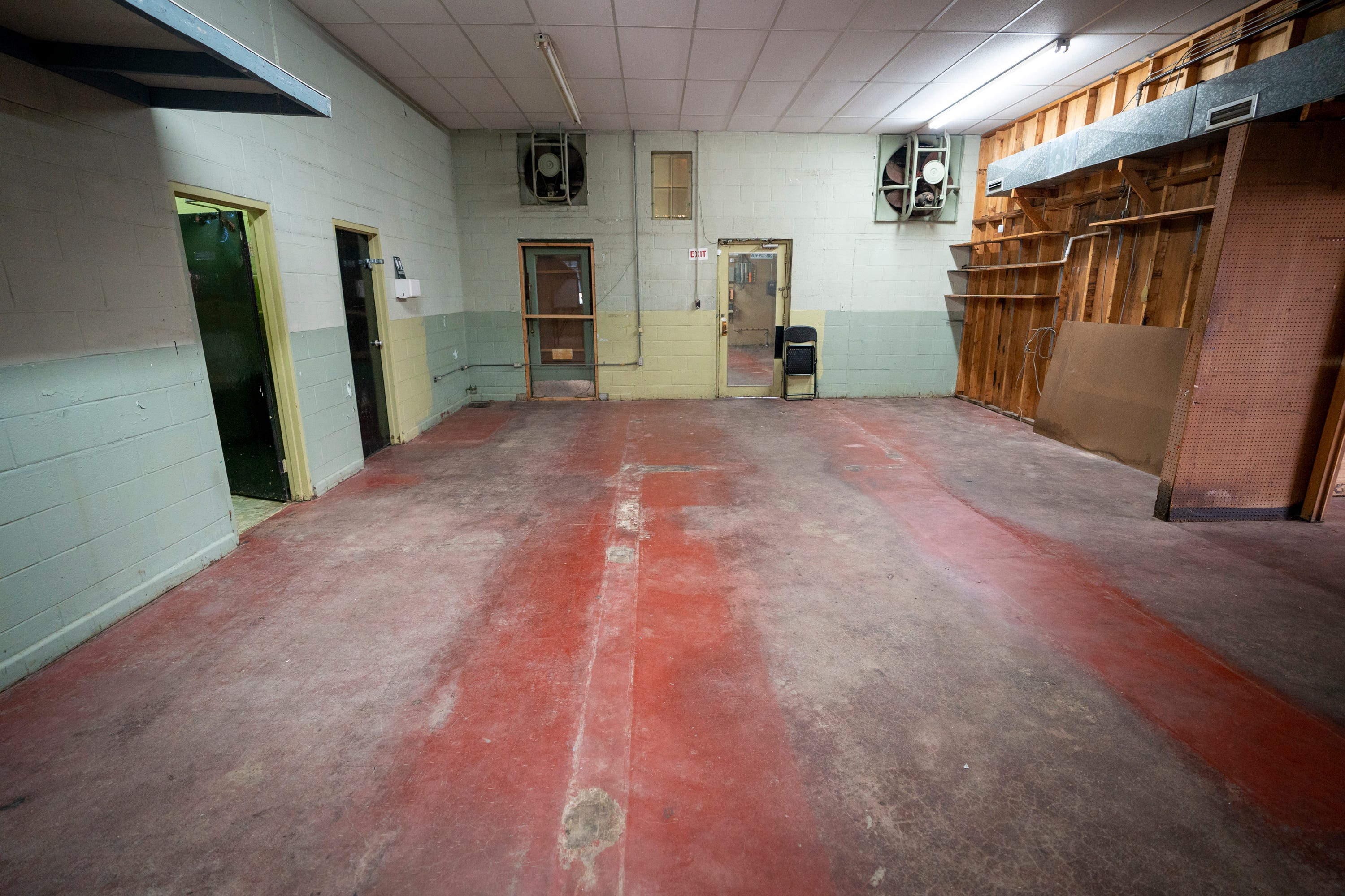 A line in the floor is all that remains of the walls that separated the two sides of the segregated Greyhound station, now preserved as the Freedom Riders National Monument, in Anniston, Ala., on Aug. 13, 2021.