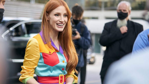 US actress Jessica Chastain smiles at a fan follow
