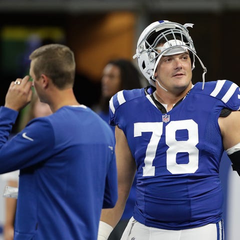 Indianapolis Colts center Ryan Kelly (78) looks ou