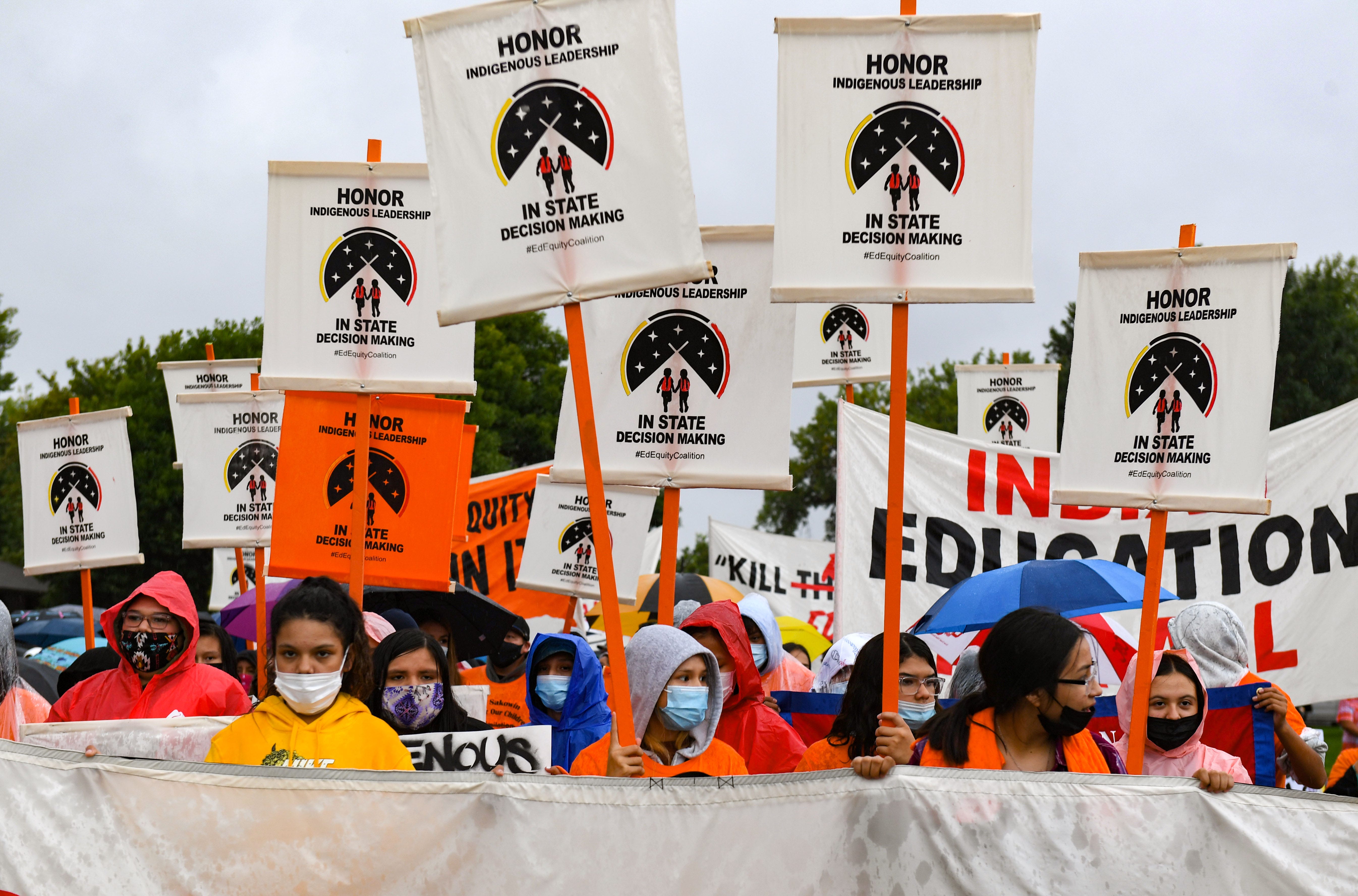 NDN Collective leads a demonstration through the streets of Pierre.