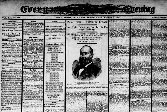 Front page of the Every Evening from Sept. 20, 1881.