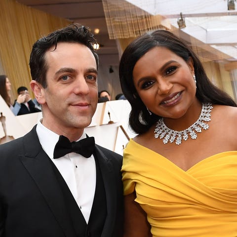 US actress Mindy Kaling (R) and US actor BJ Novak 