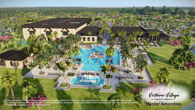 Verdana Village amenities will include a Sports Complex with indoor courts for pickleball, tennis, and basketball, a fitness center, movement studio, and full-service café as well as a restaurant, private party room, outdoor pool bar, resort-style pool and more.