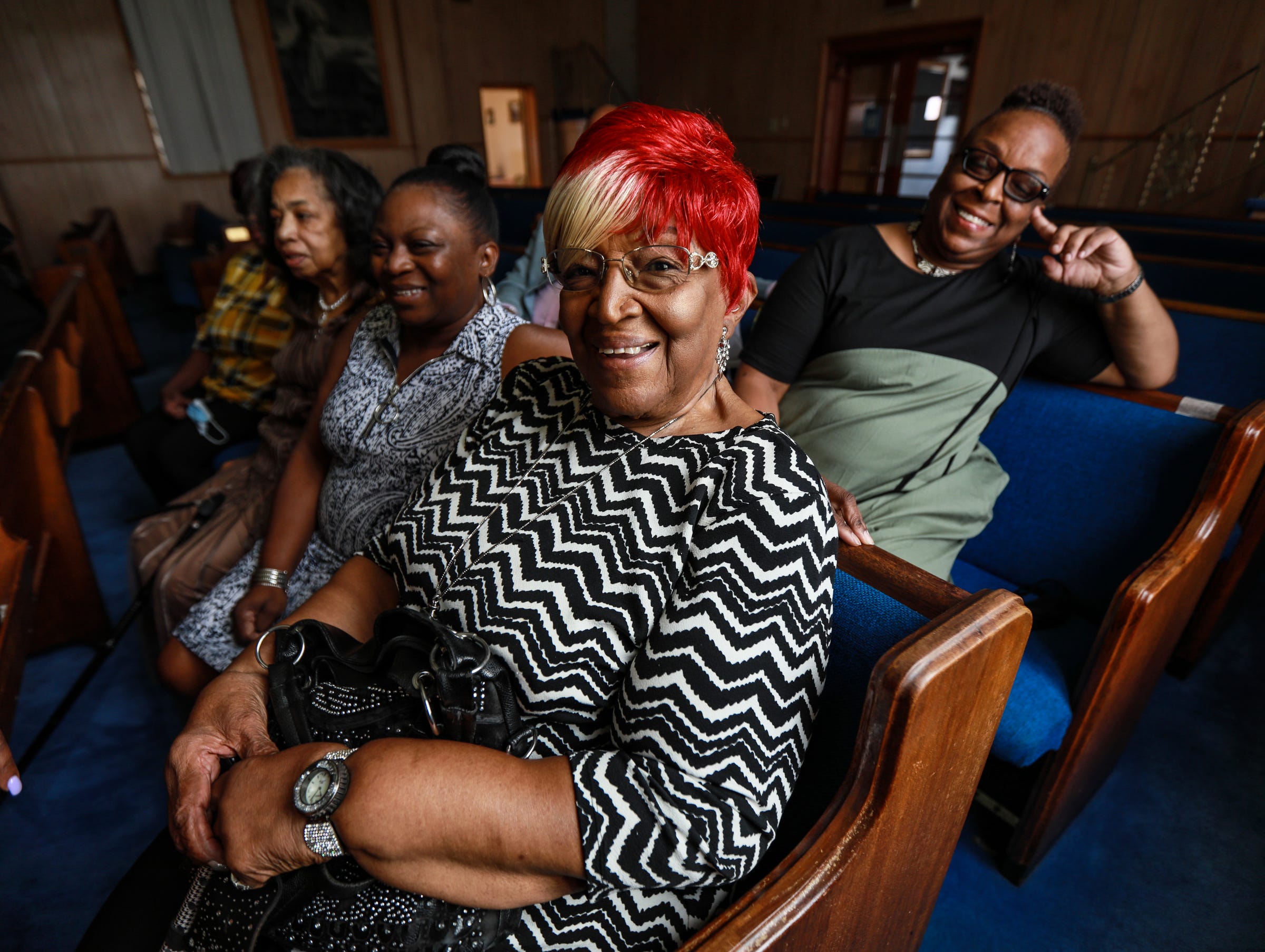 Bessie Stallworth, 90, of Detroit center row on the right, has been a member of the Northend Church of God and Christ since she moved to Detroit in 1950, during the second wave of the Great Migration from the south and has been committed to the church as much as she has been to Detroit and the family she raised in Detroit.