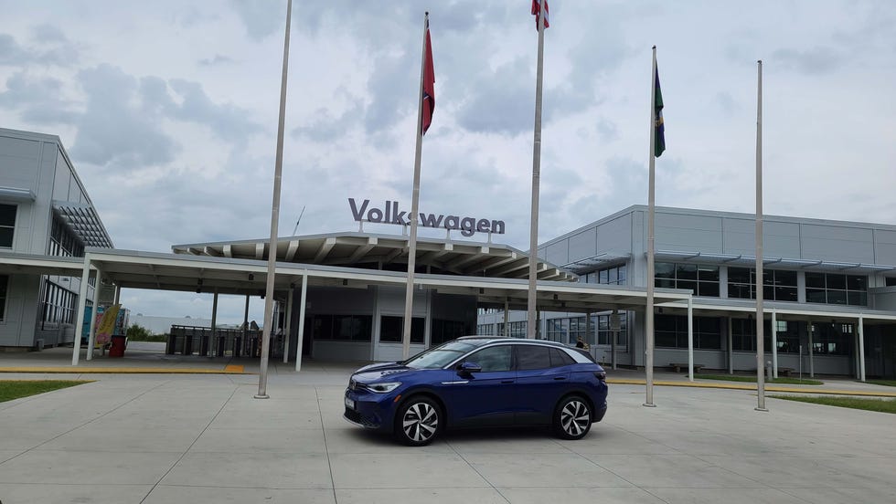 VW ID.4 in front of VW Chattanooga manufacturing plant.