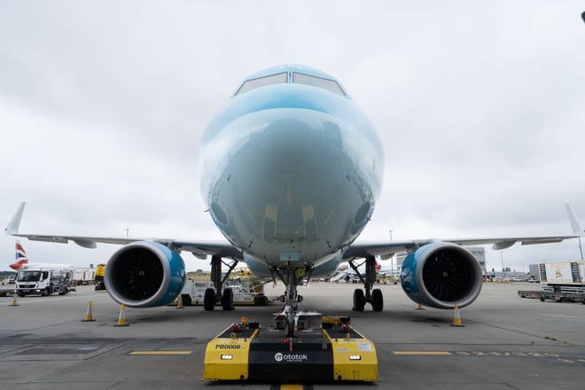 British Airways' first passenger flight powered by sustainable aviation fuel made with recycled cooking oil flew from London to Glasgow on Sept. 14, 2021.