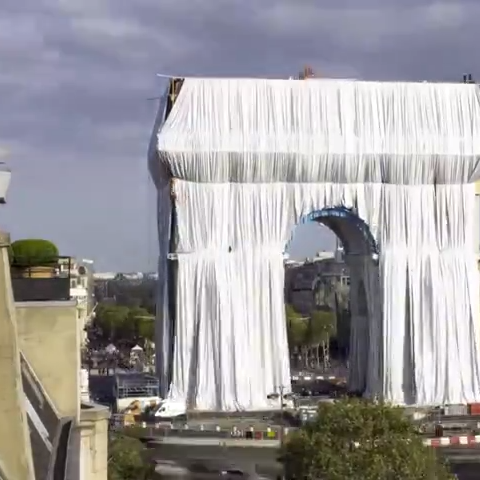 Paris' Arc de Triomphe has been covered in 25,000 