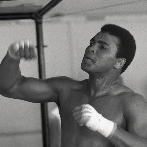 Muhammad Ali works out in 1971 in Miami Beach duri