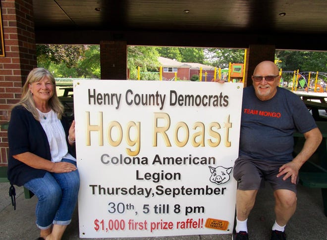 JoAnne Hillman and Gerald “Butch” Gernant, representing the Henry County Democrats, invite area residents to the Henry County Democrats Annual Hog Roast from 5 to 8 p.m. on Thursday, Sept. 30, at the Colona American Legion, 312 Broadway St. Tickets, at $10 each, will be available at the door, and there will be raffle drawings including a drawing for the featured prize of $1,000 cash.