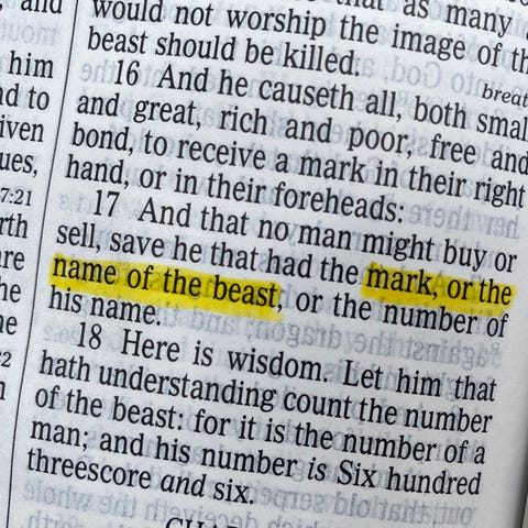 The King James version of Revelation 13:16-18 read