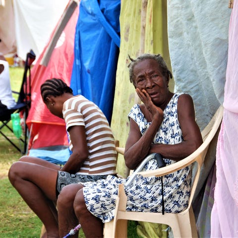 Women at the Gabion camp in Haiti.