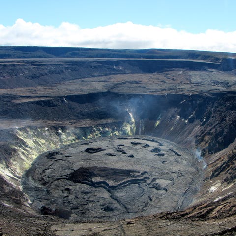 Crater of Kilauea volcano on Hawaii's Big Island i