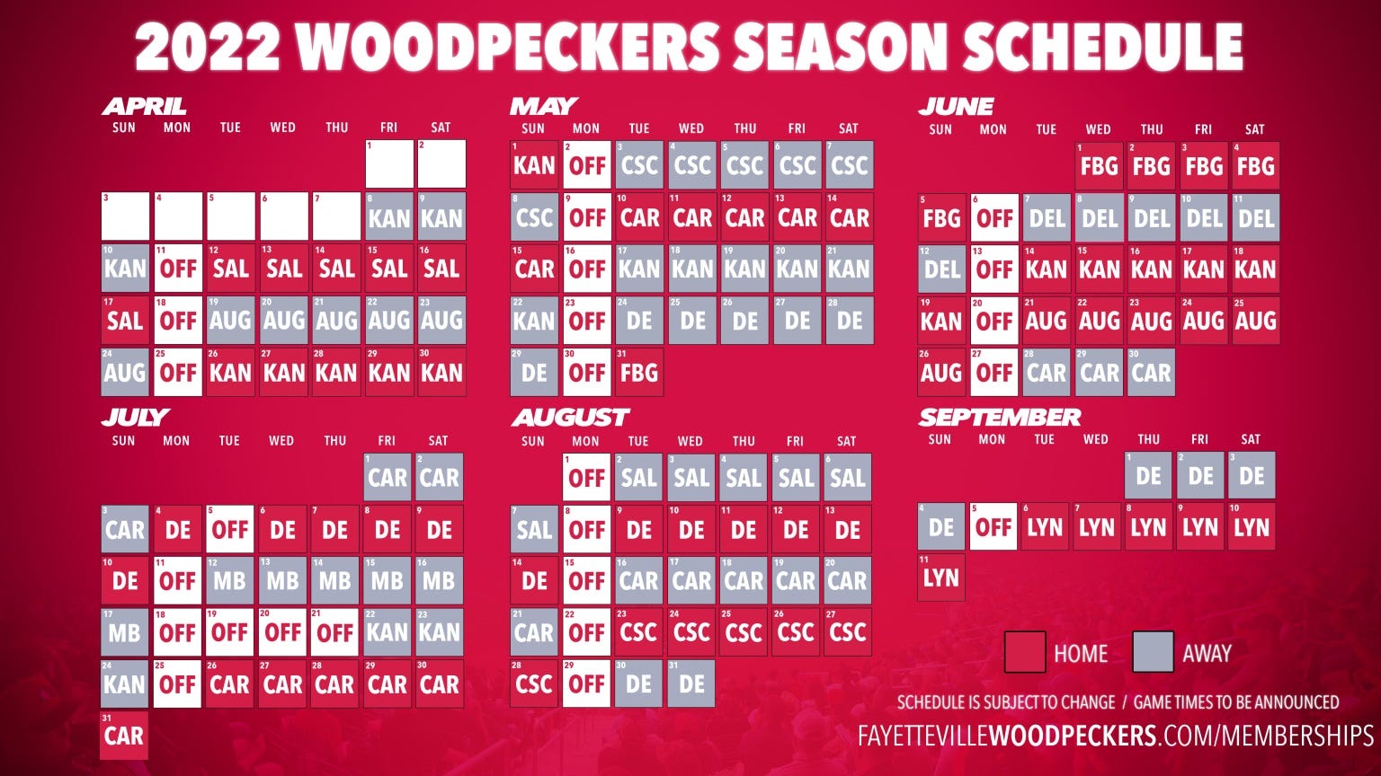Mudcats Schedule 2022 Fayetteville Woodpeckers 2022 Schedule