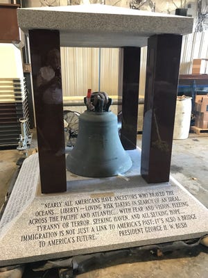 A bronze bell made in Germany, which was in the steeple of the former St. Peter's Evangelical Lutheran Church in Mansfield, will be dedicated at 3 p.m. Saturday at South Park.