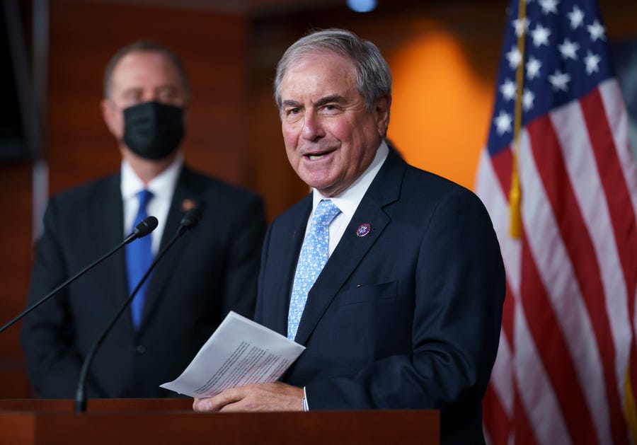 House Budget Committee Chair John Yarmuth, D-Ky., talks to reporters at the Capitol in Washington on Sept. 21.