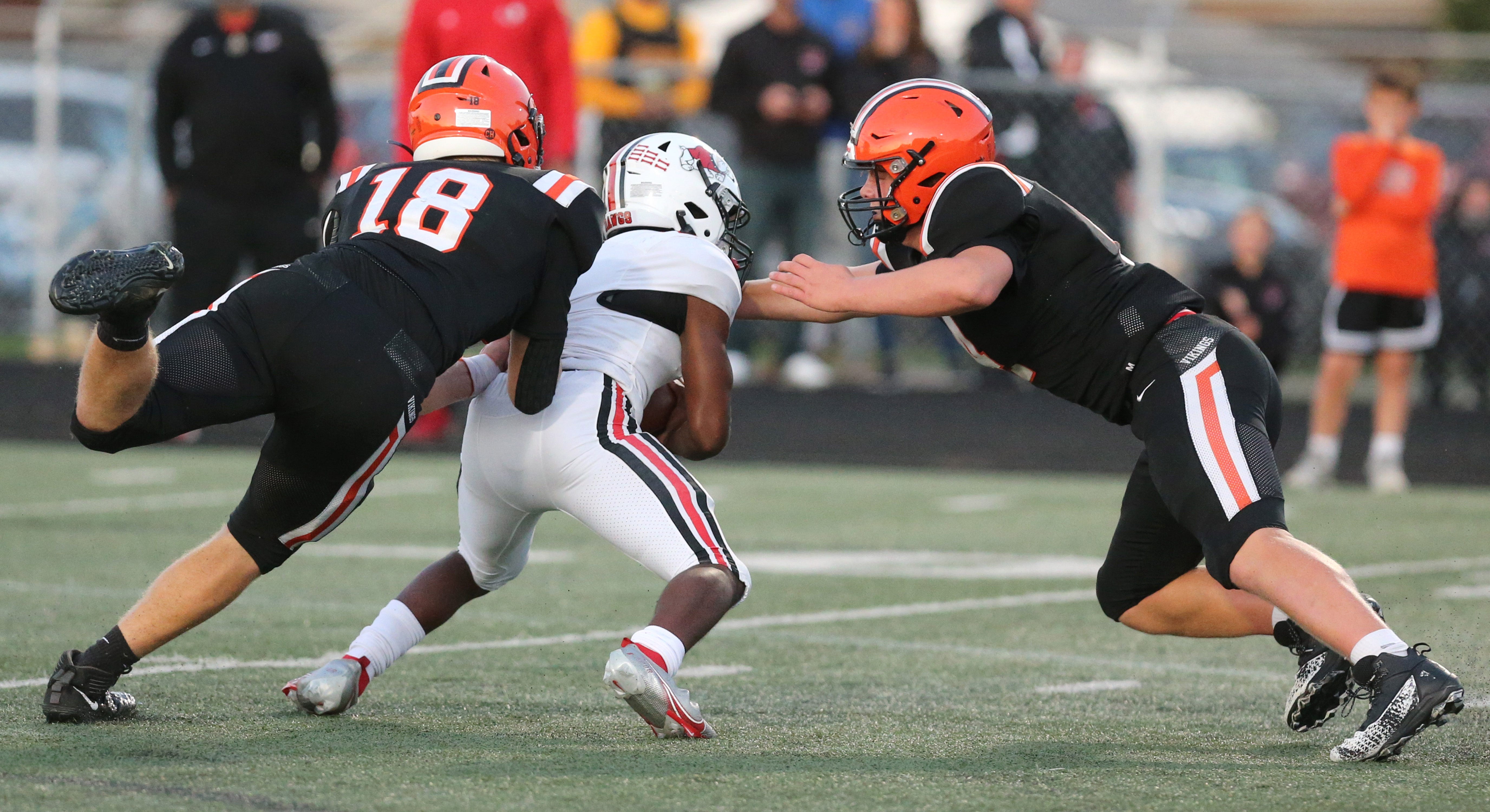 Hoover football defensive ends Drew Logan, Mike Shimek wreak havoc