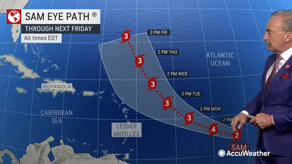 Hurricane Sam roars to life in the eastern Atlanti