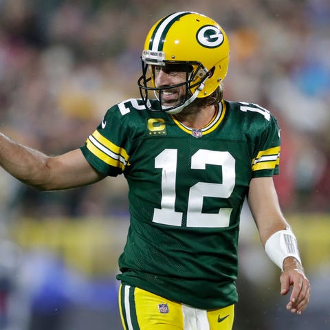 Green Bay Packers quarterback Aaron Rodgers (12) c