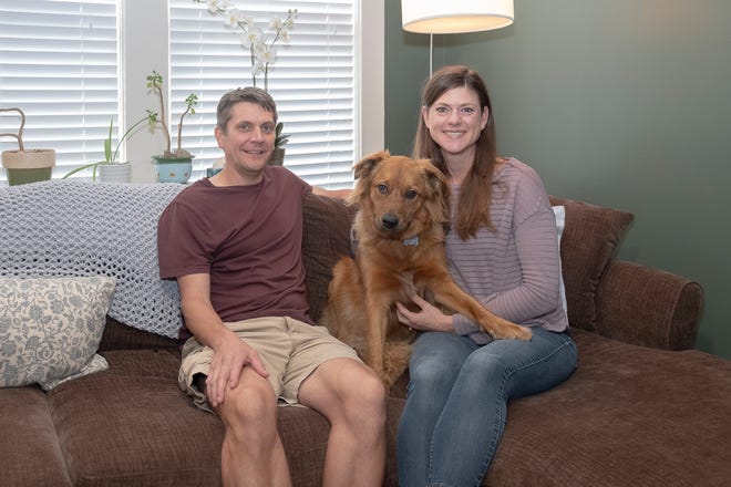 Drew and Abbey, and their canine companion Martha, love their new home.
