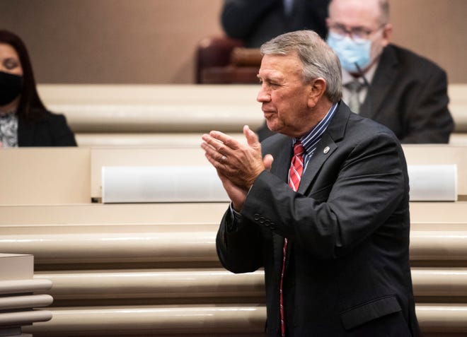 Speaker Mac McCutcheon during the beginning of a special session in the house of representatives at the Alabama State House in Montgomery, Ala., on Monday, Sept. 27, 2021.