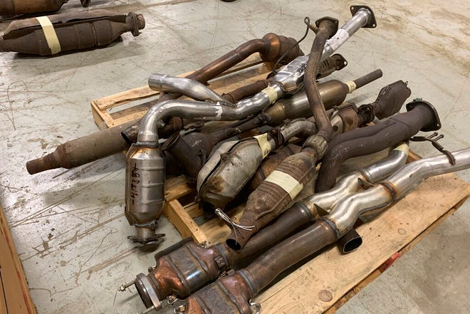 In this undated photo provided by the Utah Attorney General's Office, catalytic converters are shown after being seized in a recent investigation. Like North Carolina, Utah lawmakers are looking to crackdown on the theft of the emission control devices in 2022.