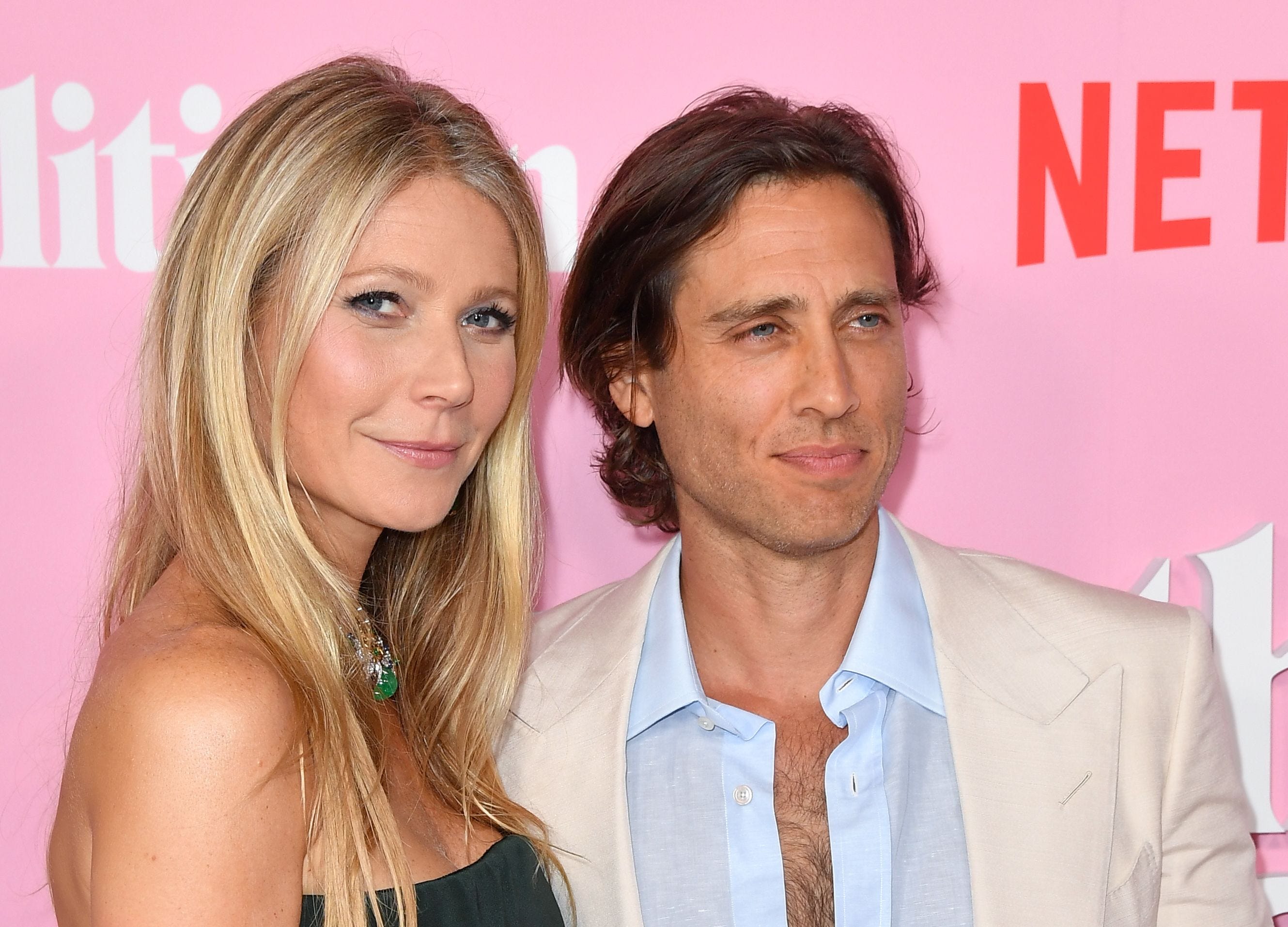 US actress Gwyneth Paltrow and her husband writer/producer Brad Falchuk arrive for the Netflix premiere of "The Politician" at the DGA theatre in New York City on September 26, 2019.