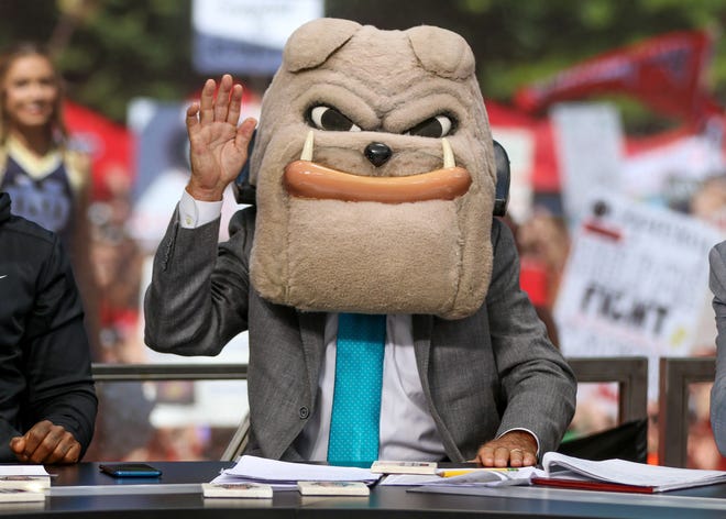 Lee Corso Picks UGA at ESPN "College GameDay" before the start of an NCAA football game between Georgia and Notre Dame in Athens, Georgia, on Saturday, Sept. 21, 2019.