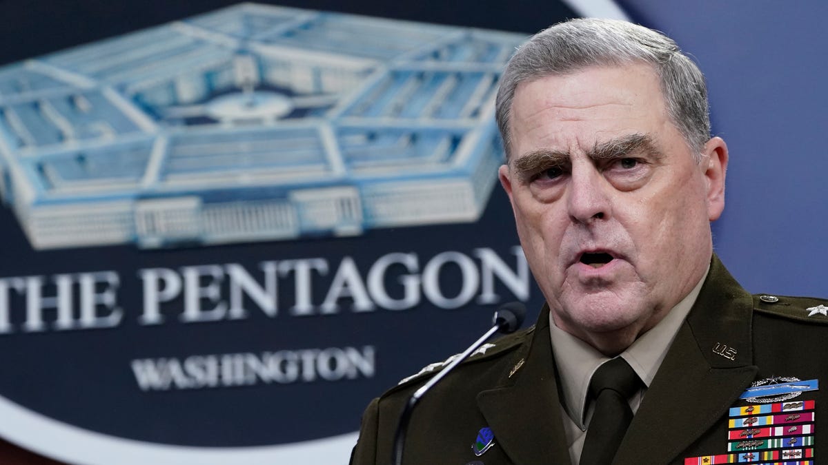 In this Sept. 1, 2021, file photo Joint Chiefs of Staff Gen. Mark Milley speaks during a briefing at the Pentagon in Washington about the end of the war in Afghanistan.