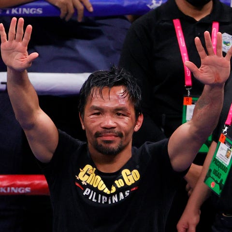 Manny Pacquiao, seen here waving to the fans after