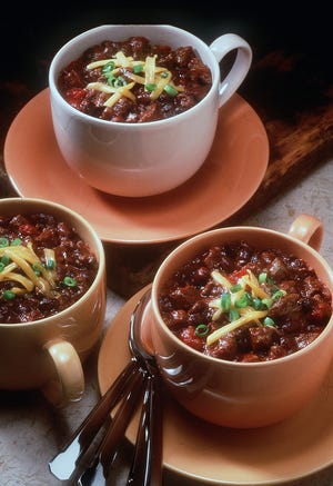 Use big coffee cups and make both a vegetarian and meaty chili for your football fans.
