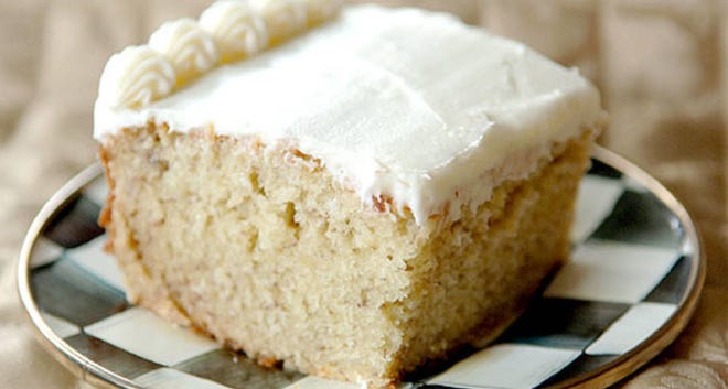 This banana cake is easy to make and frost