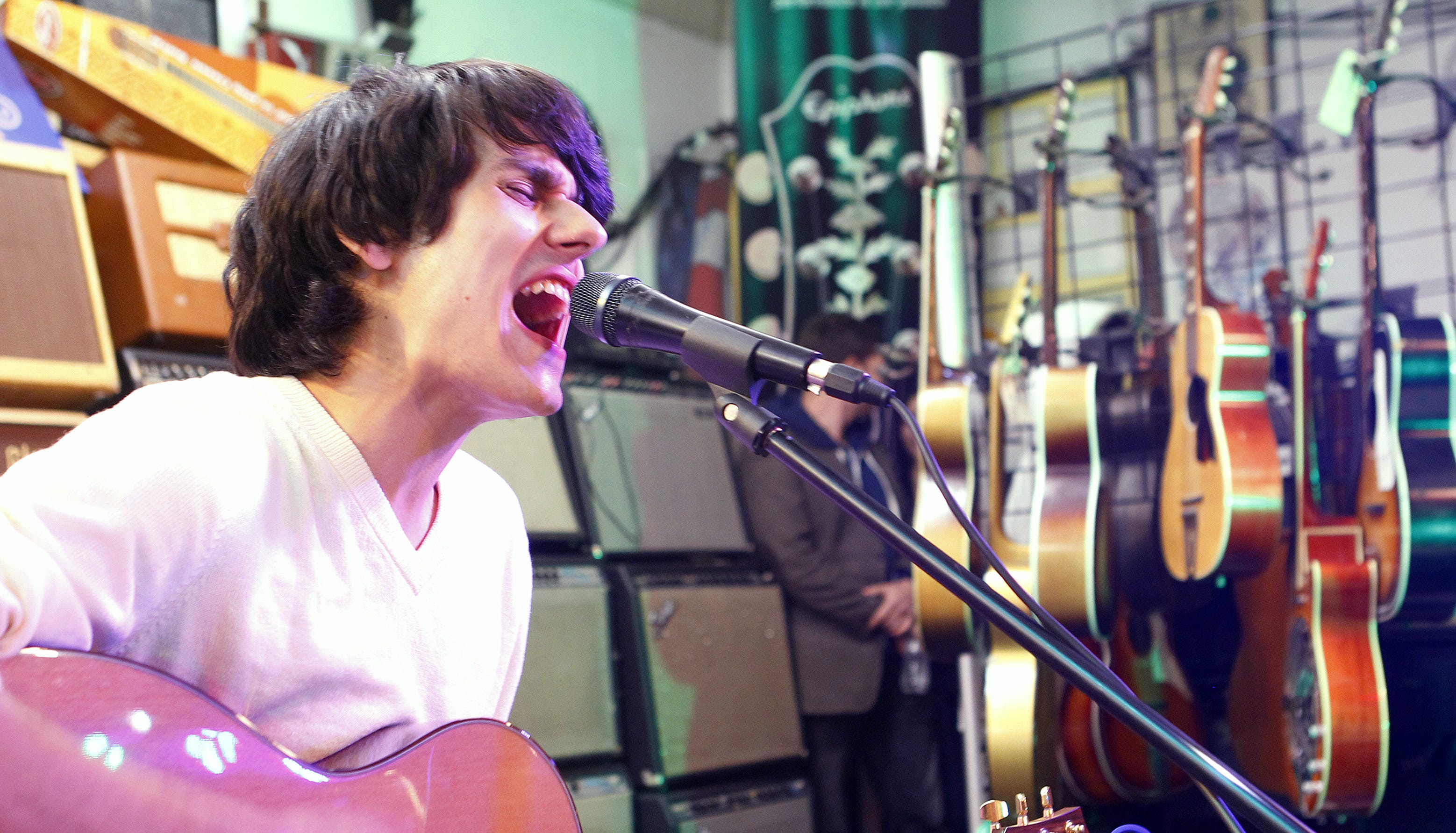 Teddy Geiger performing an in-store concert at the HOG in January 2012.