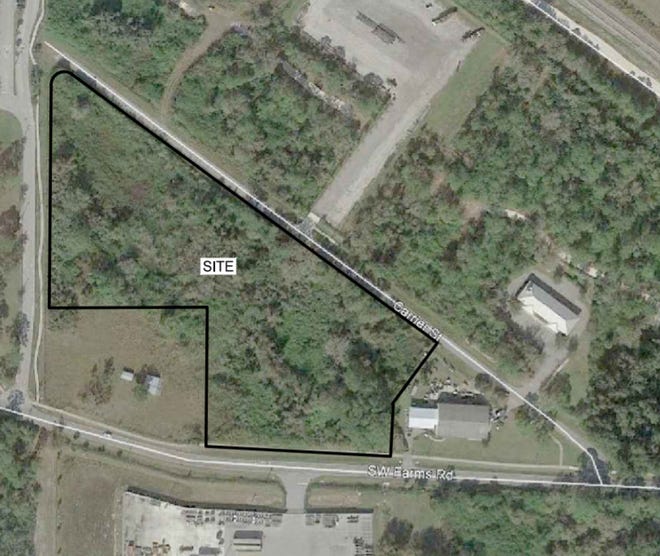 An aerial image shows a property between Southwest Farms Road and Carrier Street in Indiantown where a go-kart track could be built.