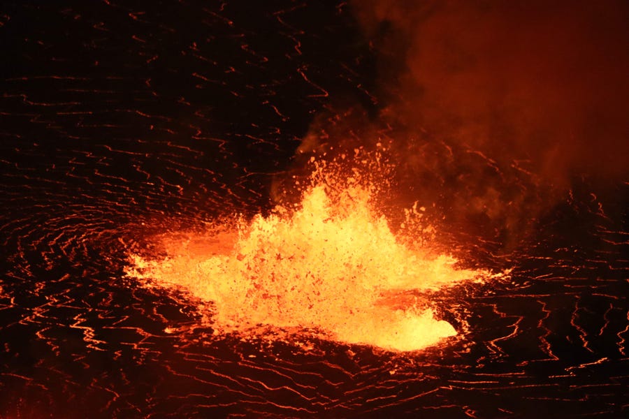 Kilauea Volcano bubbles and burns Sept. 29.
