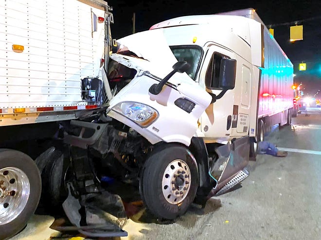 Two semi-trailers collided early Thursday on East Chicago Road in Sturgis, closing the road for about three hours. One driver was injured and taken to Sturgis Hospital for treatment.