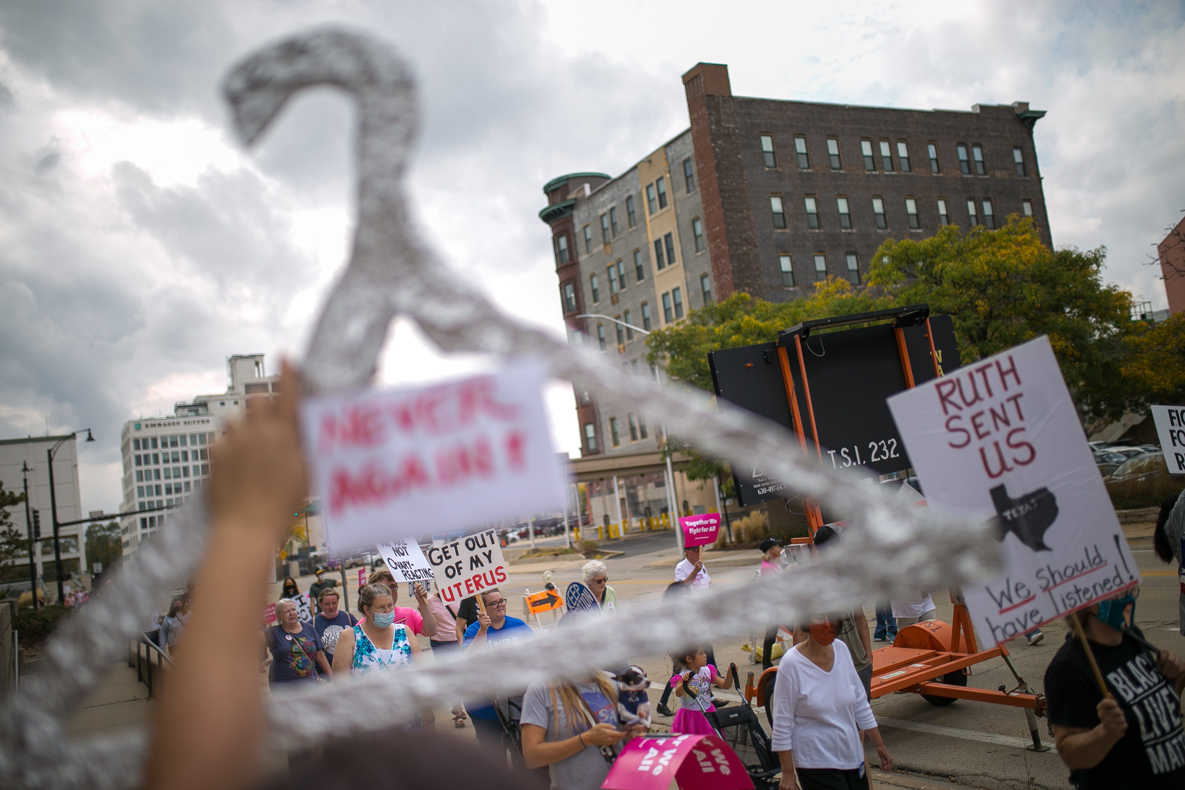 Winnebago County Citizens for Choice and Women's March Rockford rally for reproductive rights on Saturday, Oct. 2, 2021, at Davis Park in Rockford. The Rockford rally was part of nationwide protests against a recent Texas abortion ban and held ahead of the U.S. Supreme Court reconvening on October 4.