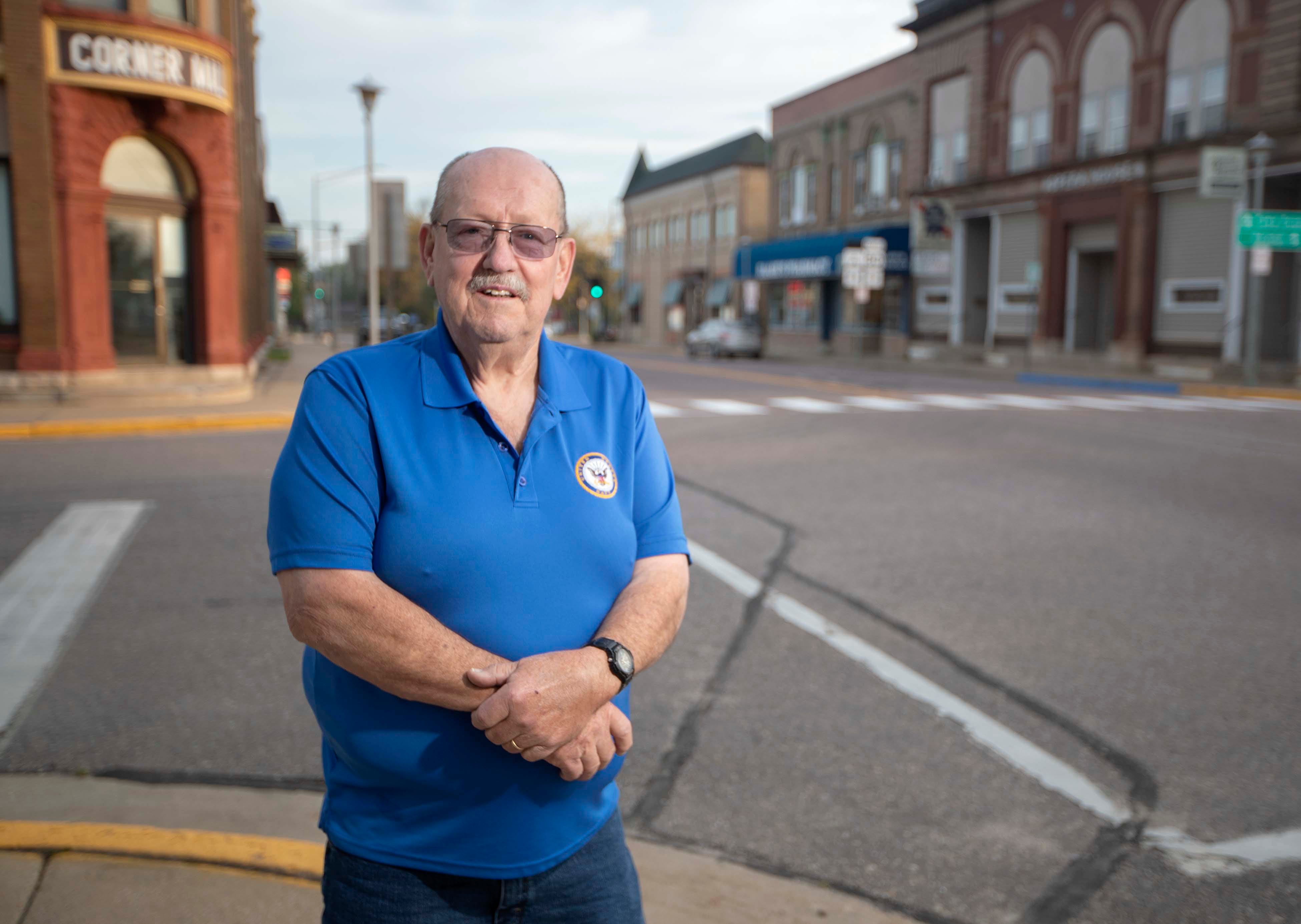 Juneau County Supervisor Roy Granger on South Adams Street in downtown New Lisbon. Granger grew up in New Lisbon, and got elected to the county board of supervisors two decades ago.