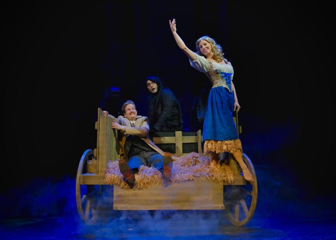 From left: Travis Smith, Nick Lingnofski, Brooke Walters in the Short North Stage production of “Young Frankenstein.”