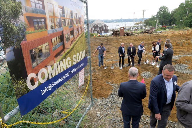 Ground was ceremoniously broken off Boat Club Lane in Red Bank Tuesday, October 5, 2021, for Southbank at the Navesink. The development by Denholtz Properties will feature ten luxury condominiums on the waterfront.