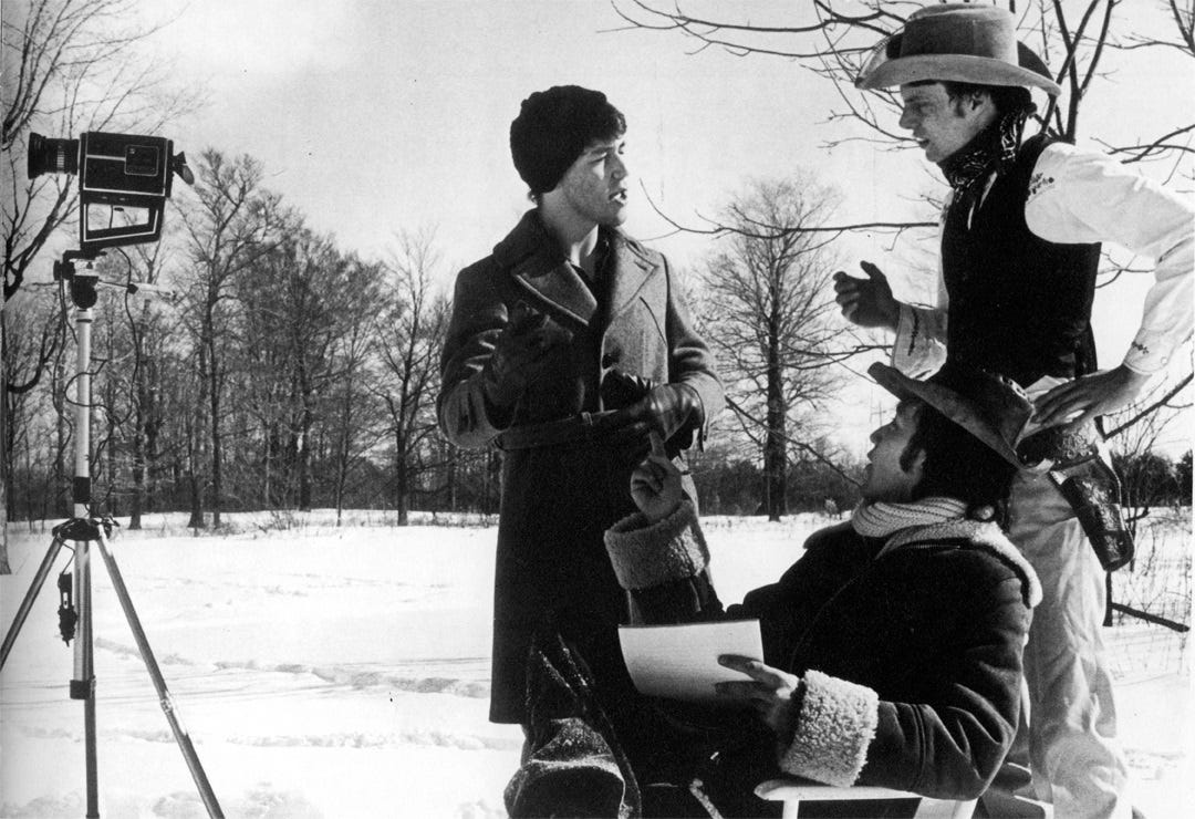 Sam Raimi, Ivan Raimi and Robert Tapert shooting "The Happy Valley Kid" in 1977.